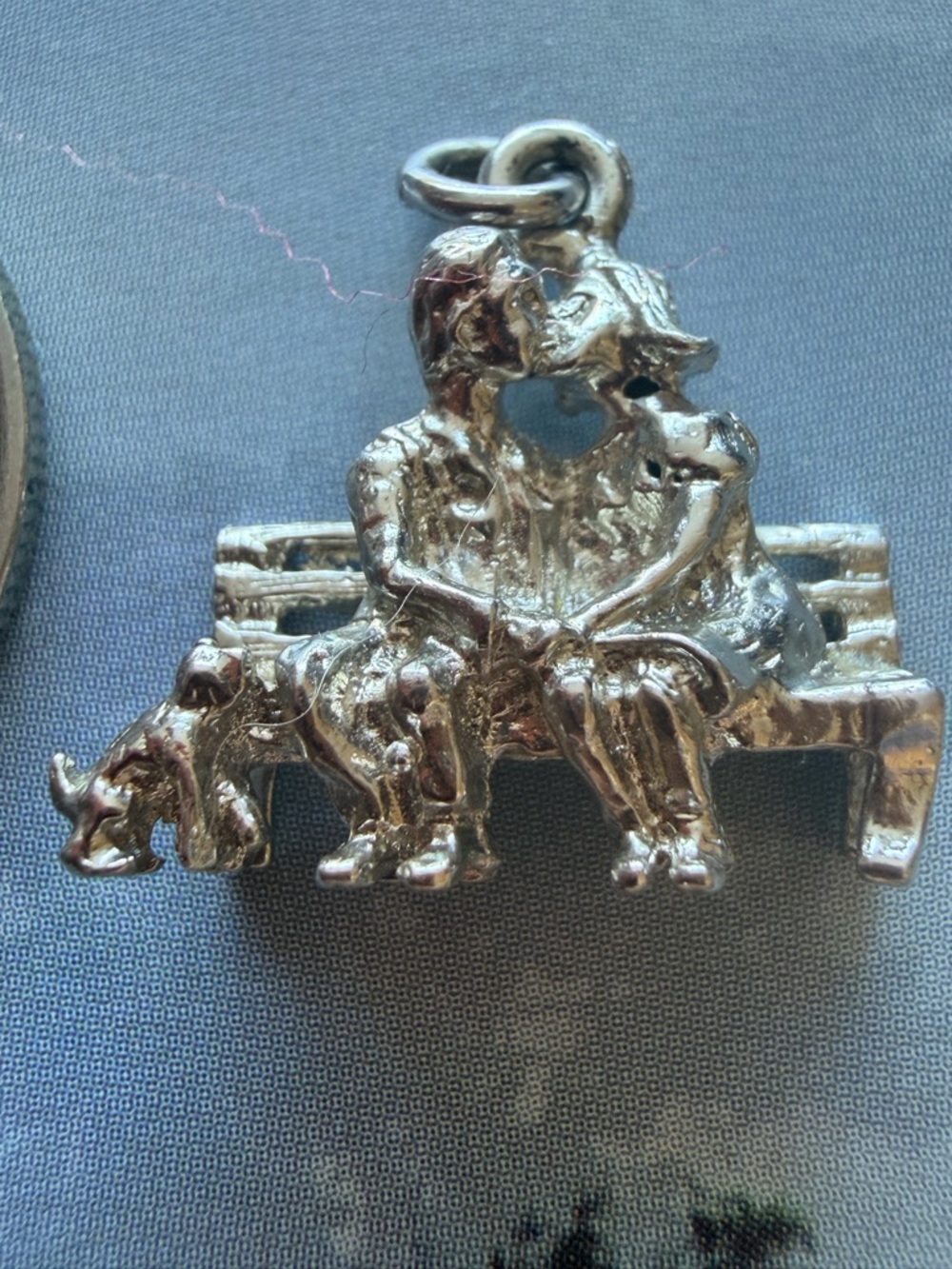 Sterling Silver Dog  Lovers Bench Charm Pendant